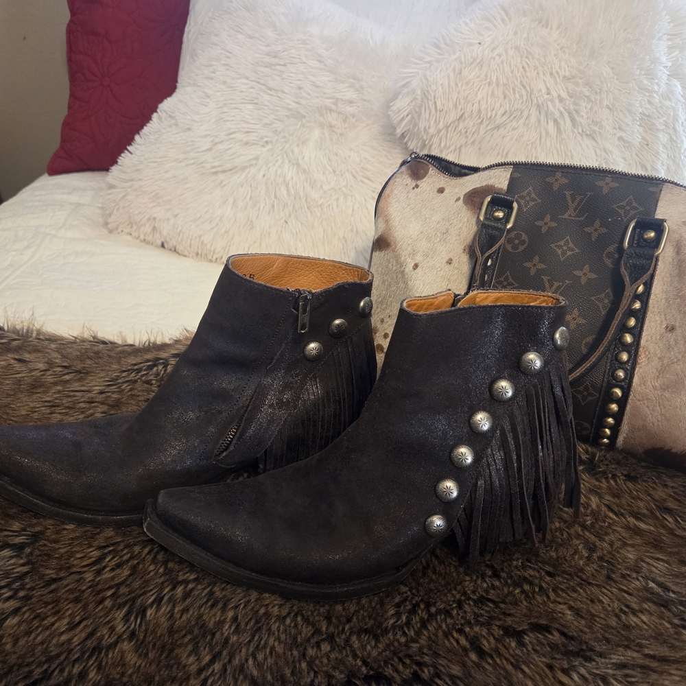 Old Gringo Black Fringe Ankle Boots